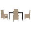 vidaXL Set da Pranzo per Giardino con cuscino 5 pcs Beige polyrattan