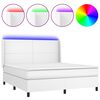 vidaXL Giroletto Molle con Materasso e LED Bianco 160x200cm Similpelle
