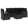 vidaXL Set Divano da Giardino 6 pz con Cuscini Nero in Polyrattan