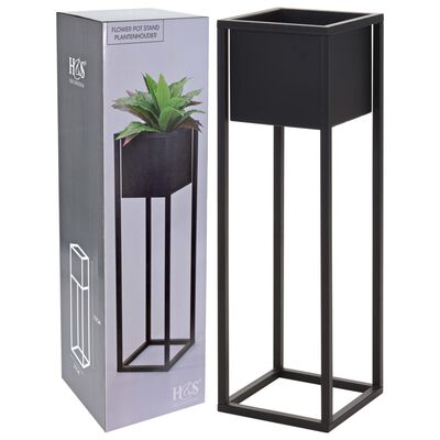 H&S Collection Vaso da Fiori con Supporto in Metallo Nero 70 cm