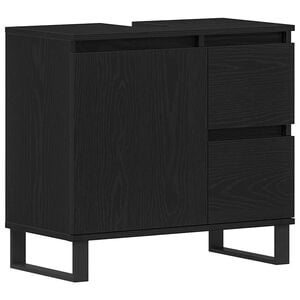 vidaXL Armadio per Lavabo da Bagno Rovere Nero 65 x 33 x 60 cm