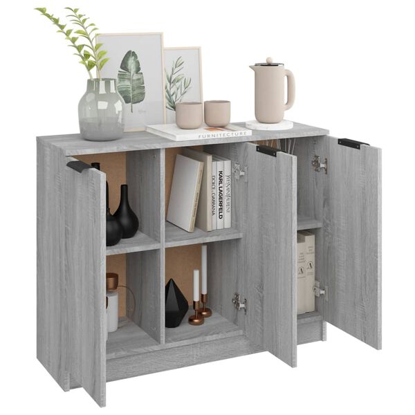 vidaXL Credenza Grigio Sonoma 90,5x30x70 cm in Legno Multistrato
