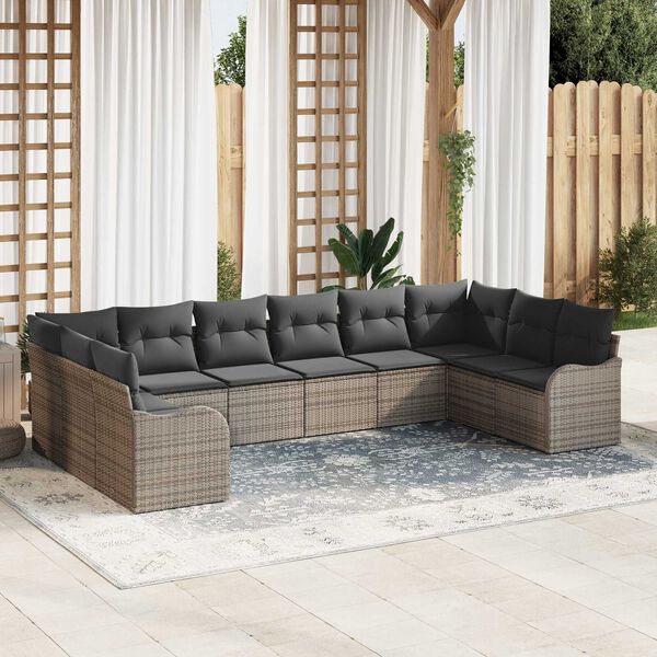 vidaXL Set Divano da Giardino Grigio polyrattan