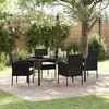 vidaXL Set da Pranzo per Giardino con cuscino 5 pcs Nero polyrattan