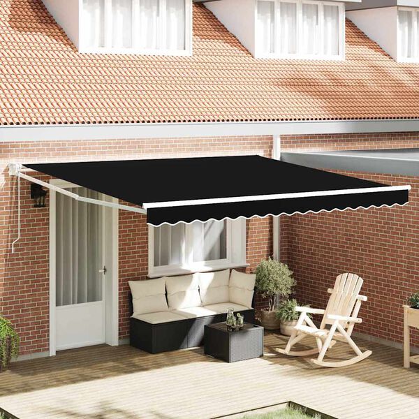vidaXL Tenda Retrattile Nero 400 &times; 300 cm Poliestere e Alluminio