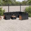 vidaXL Set Divani da Giardino 11 pz con Cuscini in Polyrattan Nero