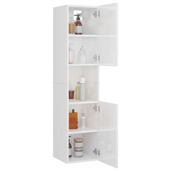 vidaXL Armadietto Bagno Bianco Lucido 30x30x130cm in Legno Multistrato