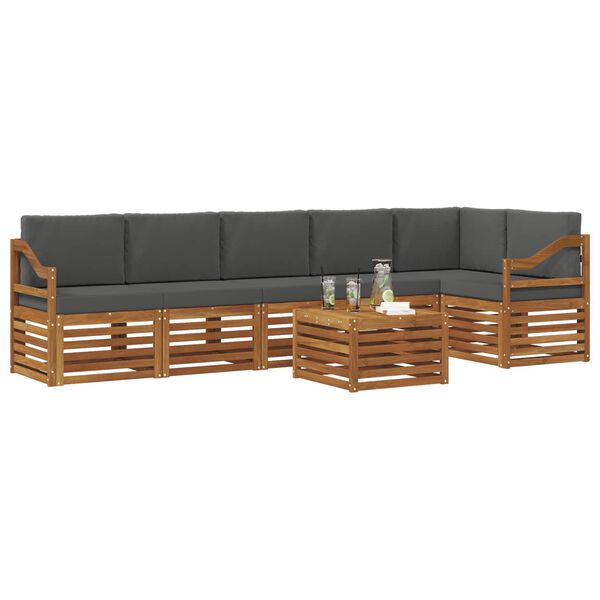 vidaXL Set divano sezionale con cuscino 7 pcs Naturale e Antracite