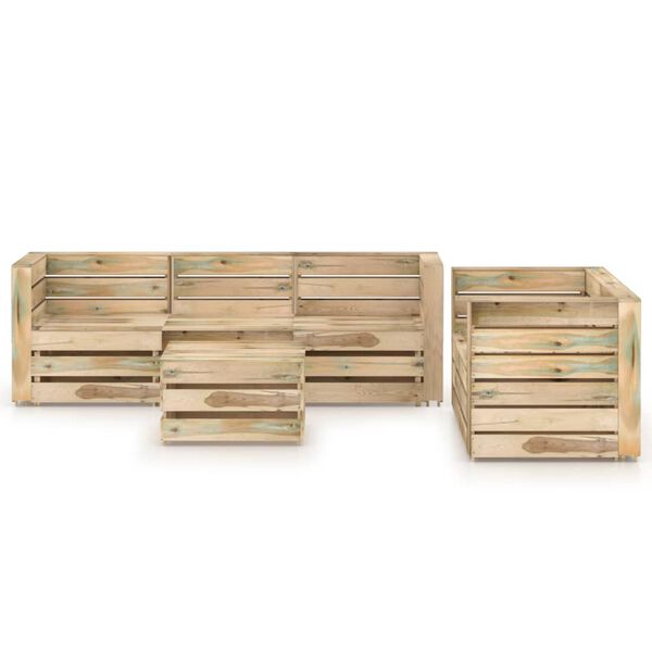 vidaXL Set Salotto da Giardino 6 pz in Legno di Pino Impregnato Verde
