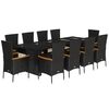 vidaXL Set da Pranzo da Giardino 11 pz con Cuscini in Polyrattan Nero