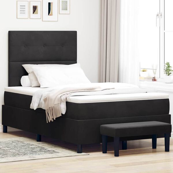 vidaXL Letto a molle con materasso Nero 120 x 190 cm Velluto