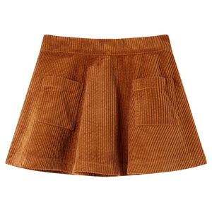 vidaXL Gonna da Bambina con Tasche a Coste Cognac 92