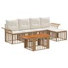 vidaXL Set Divano da Giardino 6 pz Naturale e Bianco Crema polyrattan
