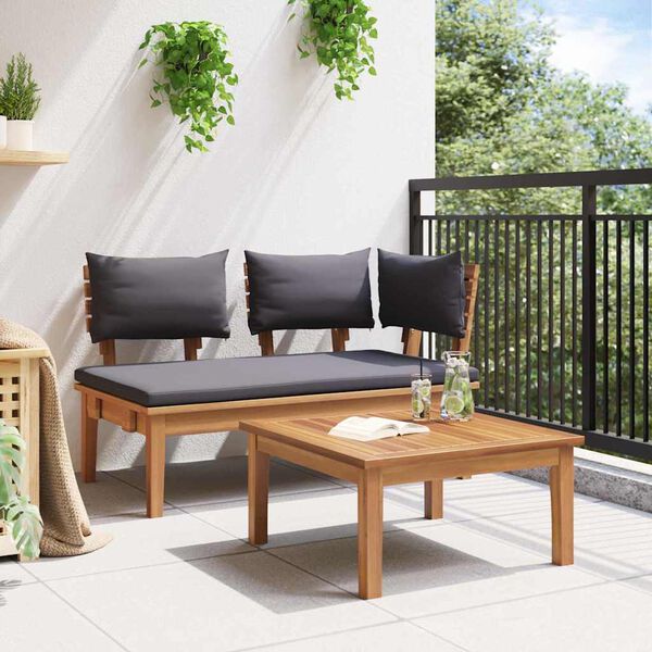 vidaXL Panchina da giardino 2 pcs Marrone Legno massello di teak