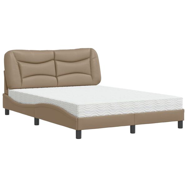 vidaXL Letto con Materasso Hvar Cappuccino 140x190cm Similpelle