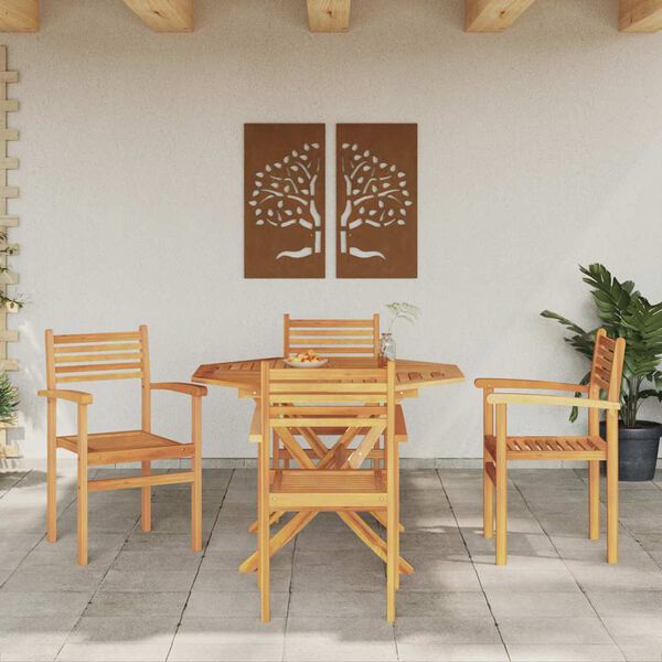 vidaXL Sedie impilabili da giardino 4 pcs Marrone 55.5 x 55.5 x 90 cm