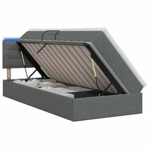 vidaXL Letto con contenitore LED e materasso Grigio Scuro 90 x 200 cm