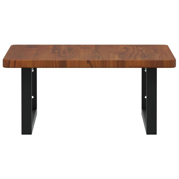 vidaXL Ripiano a Parete per Lavabo in Acciaio e Massello di Rovere