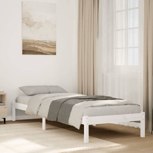 vidaXL Letto Extra Lungo senza Materasso Bianco 90x210 cm in Pino