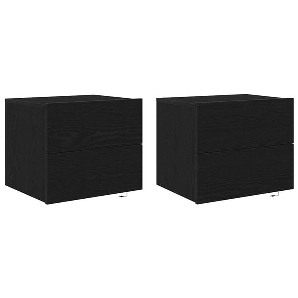 vidaXL Armadio da Notte con cassetto 2 pcs Rovere Nero 50 x 39 x 41 cm