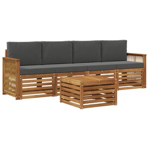 vidaXL Set di divani da esterno con cuscino 5 pcs Naturale e Antracite