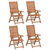vidaXL Sedie pieghevoli reclinabili, 4 pezzi, 56x72x107 cm, in legno massello di acacia