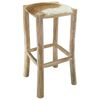 vidaXL Sgabello da Bar in Pelle di Capra e Legno Massello di Teak