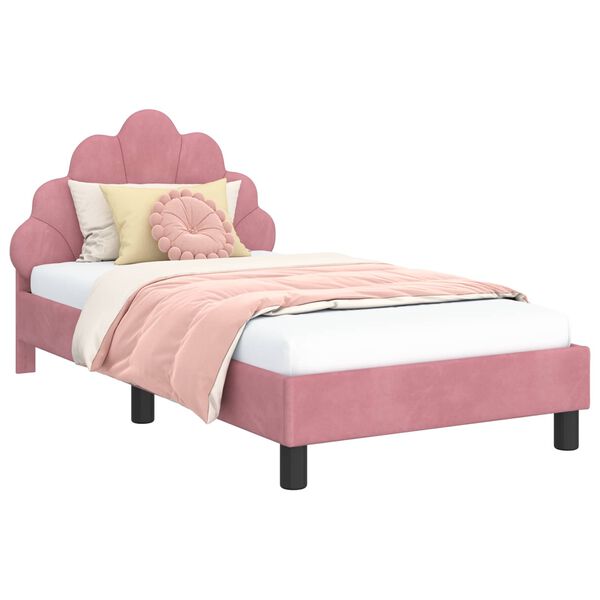 vidaXL Struttura letto bambini con testata Rosa 80 x 160 cm Velluto