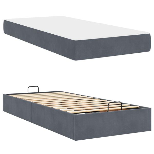 vidaXL Struttura letto con materasso 2 pcs Grigio Sfumato Velluto