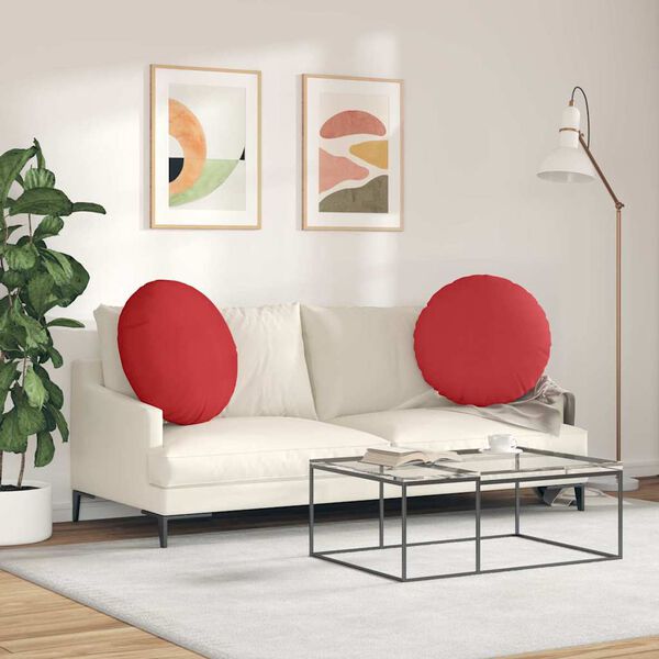 vidaXL Cuscini per Seduta 2 pcs Rosso &Oslash;60 x 21 cm Tessuto