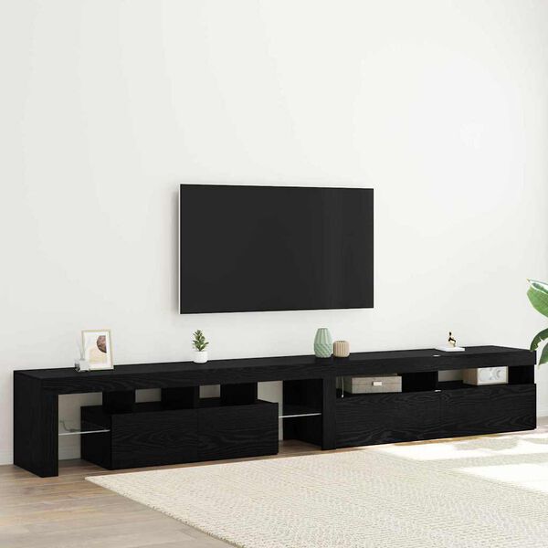 vidaXL Mobile TV 2 pcs Rovere Nero 260 x 37 x 40 cm Legno multistrato