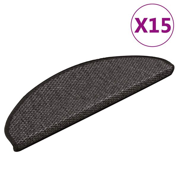 vidaXL Tappeti Autoadesivi Scale Aspetto Sisal 15pz 65x21x4 Antracite