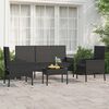 vidaXL Set Divani da Giardino 4 pz con Cuscini Nero in Polyrattan