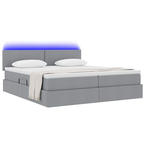vidaXL Letto con testiera Grigio chiaro 200 x 200 cm Tessuto