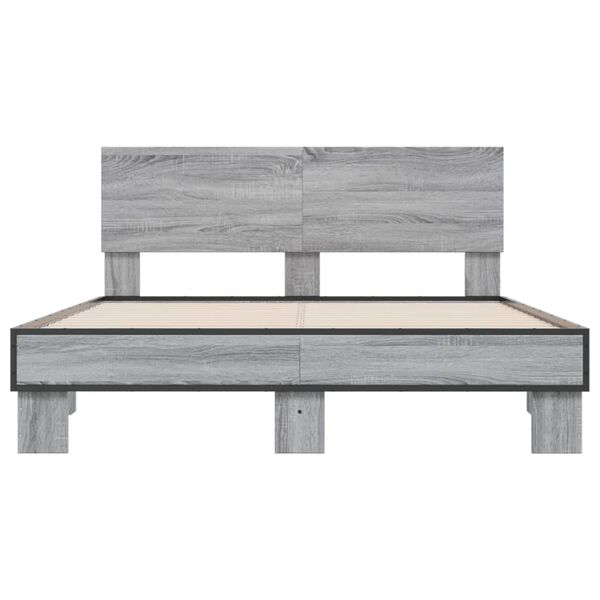 vidaXL Giroletto Grigio Sonoma 140x200 cm in Legno Multistrato Metallo