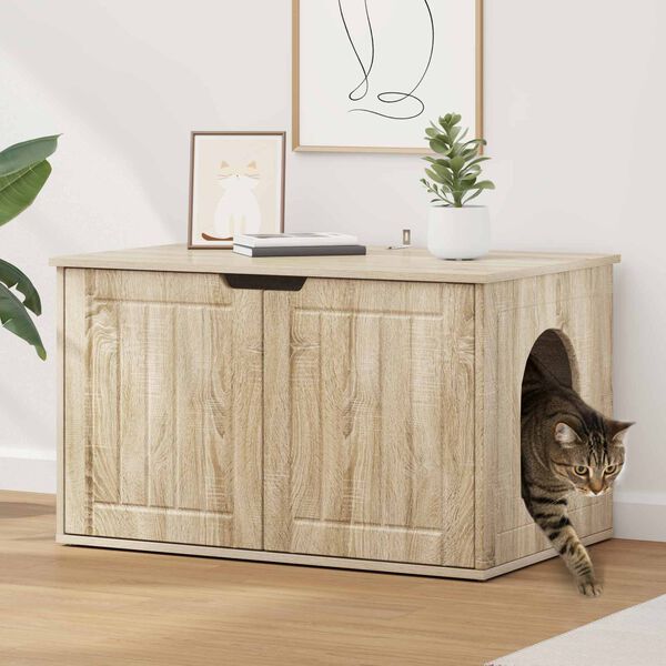 vidaXL Casa per Gatti Sonoma 85 x 55 x 50,5 cm Legno multistrato