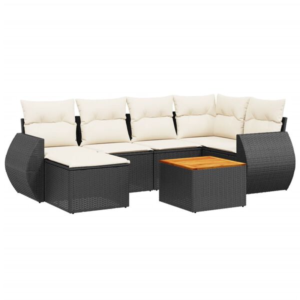 vidaXL Set Divani da Giardino con Cuscini 7pz Nero Polyrattan
