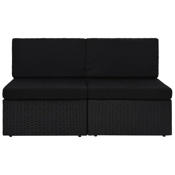 vidaXL Divano Modulare a 2 Posti in Polyrattan Nero