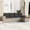 vidaXL Set Divano da Giardino 5pz con Cuscini Grigio Chiaro Polyrattan