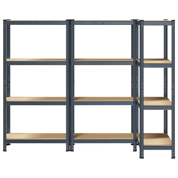 vidaXL Mensole Portaoggetti 4 Strati 3pz Antracite in Acciaio e Legno