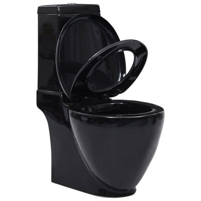 vidaXL Vaso WC in Ceramica con Scarico Dietro Nero