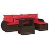 vidaXL Set Divani da Giardino 6 pz con Cuscini Marrone in Polyrattan