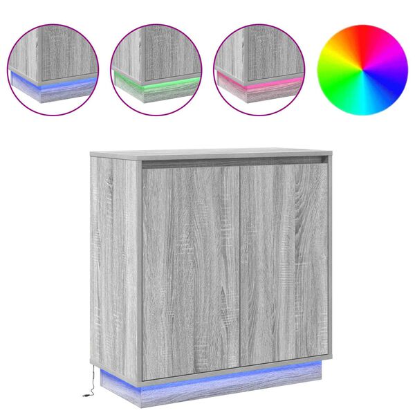 vidaXL Madia LED Grigio Sonoma 71 x 34,5 x 75 cm Legno multistrato