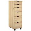 vidaXL Mobile con Ruote 34 x 39 x 93,5 cm Legno di Pino Massello