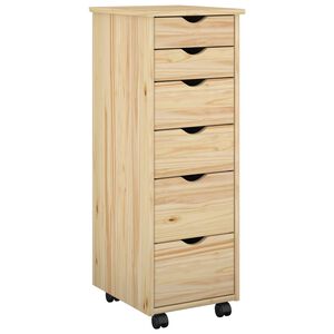 vidaXL Mobile con Ruote 34 x 39 x 93,5 cm Legno di Pino Massello