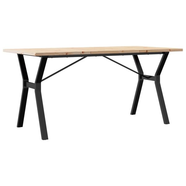 vidaXL Tavolo da Pranzo Telaio a Y 160x80x75,5 cm Legno Pino e Acciaio