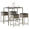 vidaXL Set Bar da Giardino 5 pz con Cuscini in Polyrattan Grigio
