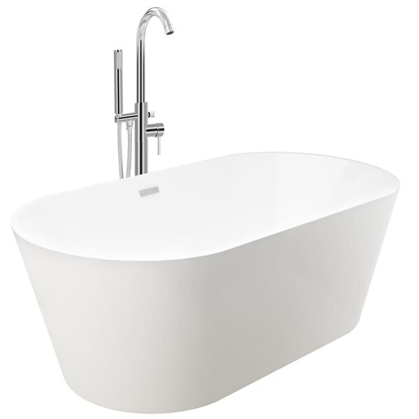 vidaXL Vasca da Bagno Indipendente con Rubinetto 220 L 118,5cm Argento