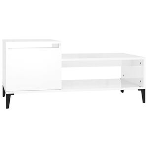 vidaXL Tavolino da Salotto Bianco Lucido 100x50x45cm Legno Multistrato