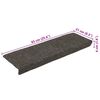 vidaXL Tappetini per scale autoadesivi 15 pz 65x21x4 cm Antracite Bordo rettangolare